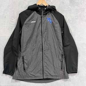 Adidas Jacket Men's M Full Zip Black Gray‎ Nylon Blend Hooded